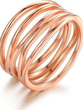 18K Gold Plated Statement Rose Gold Ring Women Trendy Bold Ring Made in Brazil